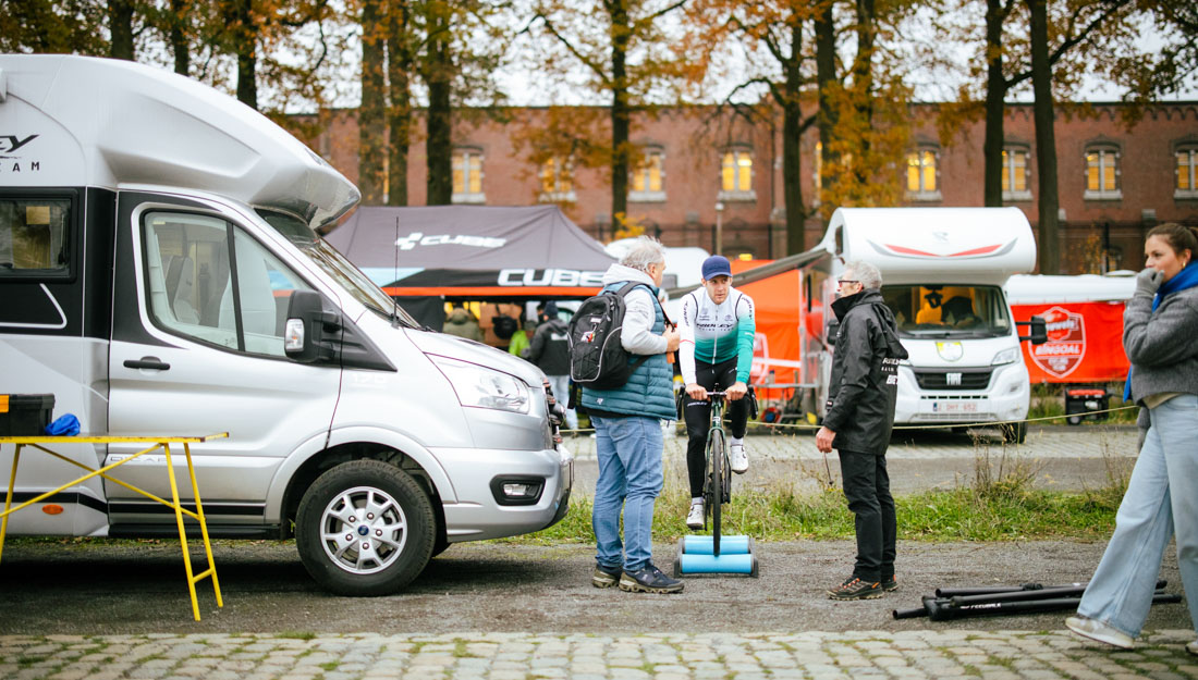 Post race cyclocross athletes